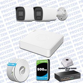 Provzen Hikvision 2 IP Kameralı Colorvu Hibrit Güvenlik Kamerası