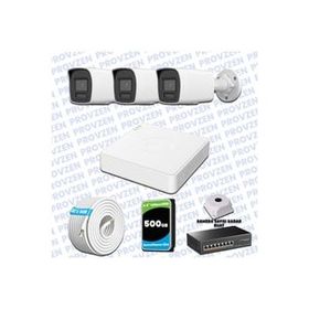 Provzen Hikvision 3 IP Kameralı Colorvu Hibrit Güvenlik Kamerası