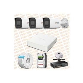 Provzen Hikvision 3 IP Kameralı Colorvu Hibrit Güvenlik Kamerası