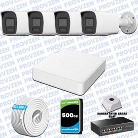 Provzen Hikvision 4 IP Kameralı Colorvu Hibrit Güvenlik Kamerası