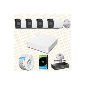 Provzen Hikvision 4 IP Kameralı Colorvu Hibrit Güvenlik Kamerası