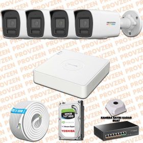 Provzen Hikvision 4 IP Kameralı Colorvu Hibrit Güvenlik Kamerası