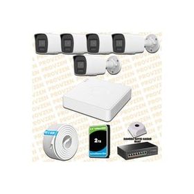 Provzen Hikvision 5 IP Kameralı Colorvu Hibrit Güvenlik Kamerası