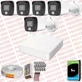 Provzen Hikvision 5 Kameralı Colorvu Hibrit Güvenlik Kamerası
