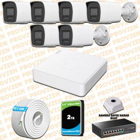 Provzen Hikvision 6 IP Kameralı Colorvu Hibrit Güvenlik Kamerası