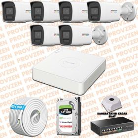 Provzen Hikvision 6 IP Kameralı Colorvu Hibrit Güvenlik Kamerası