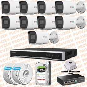 Provzen Hikvision 9 IP Kameralı Colorvu Hibrit Güvenlik Kamerası