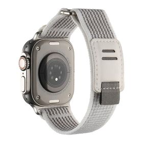 PSR aksesuar Apple Watch Ultra 49 mm Uyumlu KRD-106 Beyaz Hasır Kordon Zore Strap Kayış Kordon