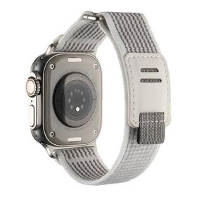 PSR aksesuar Apple Watch Ultra 49 mm Uyumlu KRD-106 Beyaz Hasır Kordon Zore Strap Kayış Kordon