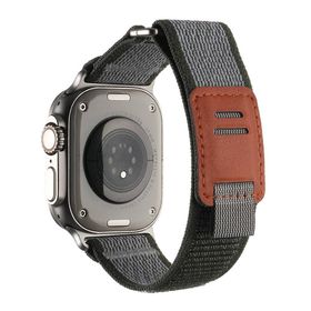 PSR aksesuar Apple Watch Ultra 49 mm Uyumlu KRD-106 Yeşil Hasır Kordon Zore Strap Kayış Kordon