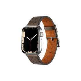 PSR aksesuar Watch 7 41 mm Uyumlu KRD-76 Gri PU Deri Strap Kayış Kordon