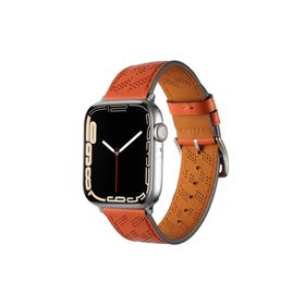 PSR aksesuar Watch 7 45 mm Uyumlu KRD-76 Turuncu PU Deri Strap Kayış Kordon
