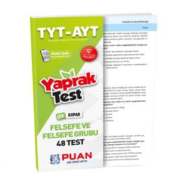 Puan Yayınları 2021 TYT AYT Felsefe ve Felsefe Grubu Yaprak Test