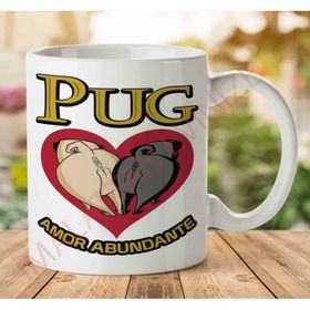 Pug Amor Abundante Baskılı Kupa