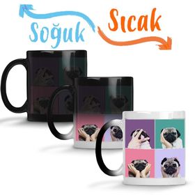 Pug Köpek Sihirli Porselen Kupa