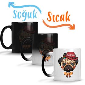 Pug Köpek Sihirli Porselen Kupa