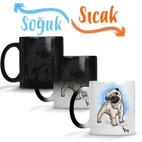 Pug Köpek Sihirli Porselen Kupa