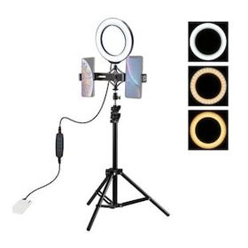 Puluz 1.1 mt 6.2 cm Led Işık Stand Çift Telefon Tutucu