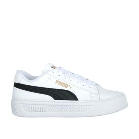 Puma 390758 04 Smash Platform Beyaz Siyah Gold Kadın Spor Ayakkab