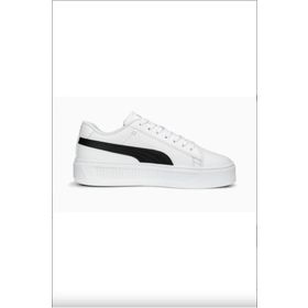 Puma 390758 04 Smash Platform Beyaz Siyah Gold Kadın Spor Ayakkab