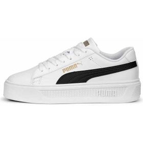 Puma 390758 04 Smash Platform Beyaz Siyah Gold Kadın Spor Ayakkab