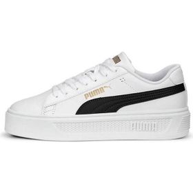 Puma 390758 04 Smash Platform Beyaz Siyah Gold Kadın Spor Ayakkab
