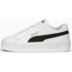 Puma 390758 04 Smash Platform Beyaz Siyah Gold Kadın Spor Ayakkab