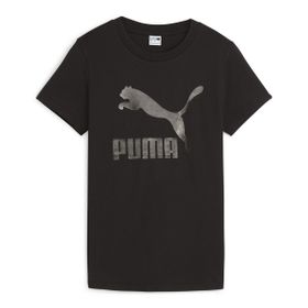 Puma 62559701 Classics Shiny Logo Siyah Günlük Stil Kadın T-Shirt