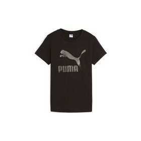 Puma 62559701 Classics Shiny Logo Siyah Günlük Stil Kadın T-Shirt