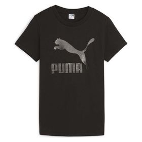 Puma 62559701 Classics Shiny Logo Siyah Günlük Stil Kadın T-Shirt