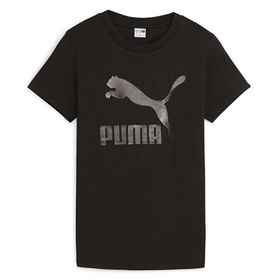 Puma 62559701 Classics Shiny Logo Siyah Günlük Stil Kadın T-Shirt