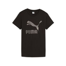 Puma 62559701 Classics Shiny Logo Siyah Günlük Stil Kadın T-Shirt