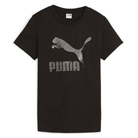 Puma 62559701 Classics Shiny Logo Siyah Günlük Stil Kadın T-Shirt