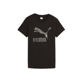 Puma 62559701 Classics Shiny Logo Siyah Günlük Stil Kadın T-Shirt