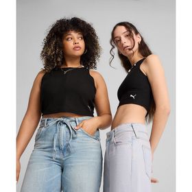 Puma 629765-01 Siyah Wardrobe Essentials Ribbed Crop Top Kadın Atlet