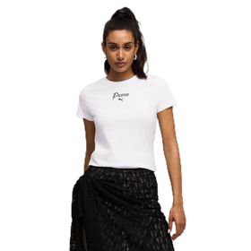 Puma 691760-02 Essentials Script Kadın Beyaz Tişört