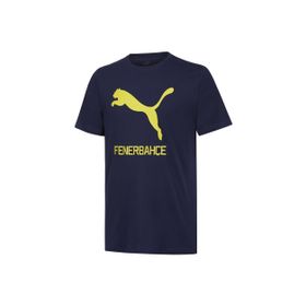 Puma 77313601 FSK Cat Tee Yuvarlak Yaka Düz Lacivert Sarı Erkek Fenerbahçe T-Shirt