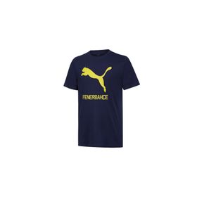 Puma 77313601 FSK Cat Tee Yuvarlak Yaka Düz Lacivert Sarı Erkek Fenerbahçe T-Shirt
