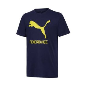 Puma 77313601 FSK Cat Tee Yuvarlak Yaka Düz Lacivert Sarı Erkek Fenerbahçe T-Shirt