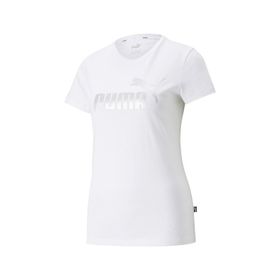Puma 84830302 Essential+ Metallic Logo Beyaz Günlük Stil Kadın T-Shirt
