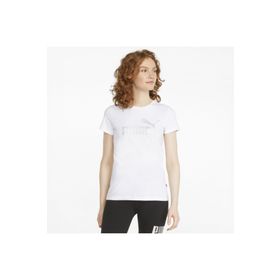 Puma 84830302 Essential+ Metallic Logo Beyaz Günlük Stil Kadın T-Shirt