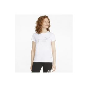 Puma 84830302 Essential+ Metallic Logo Beyaz Günlük Stil Kadın T-Shirt
