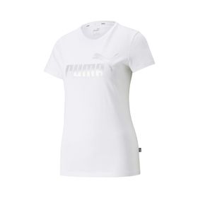 Puma 84830302 Essential+ Metallic Logo Beyaz Günlük Stil Kadın T-Shirt