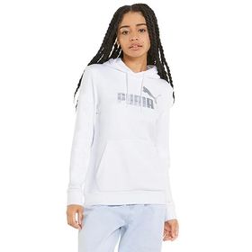 Puma 84909602 Ess+ Metallic Logo Hoodie Beyaz Kadın Sweatshirt