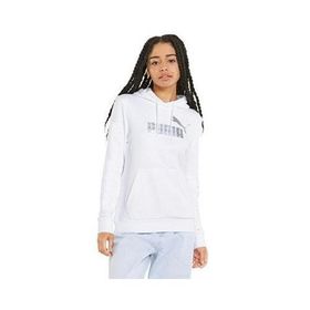 Puma 84909602 Ess+ Metallic Logo Hoodie Beyaz Kadın Sweatshirt