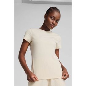 Puma ESS Elevated RIB Tee Kısa Kollu Bej Kadın T-shirt