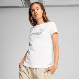 Puma ESS Metallic No. 1 Logo T Kısa Kollu Beyaz Kadın T-shirt