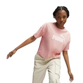 Puma Essentials Logo Cropped Pembe Kadın Kısa Kollu T-Shirt