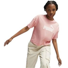 Puma Essentials Logo Cropped Pembe Kadın Kısa Kollu T-Shirt