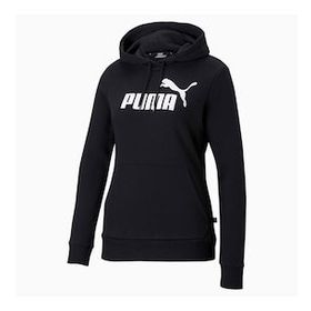 Puma Essentials Logo Kadın Kapüşonlu Siyah Sweatshirt